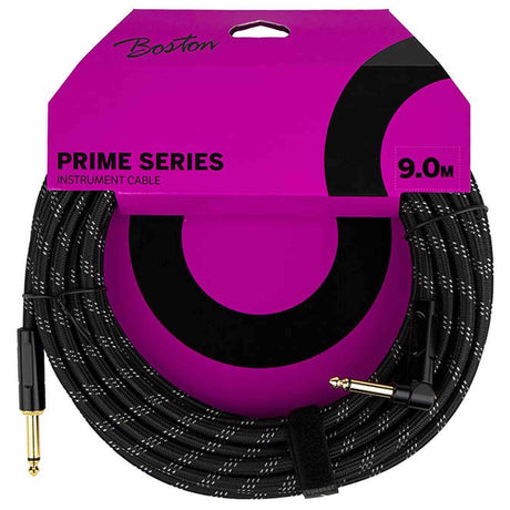 Boston GCRB-90A Prime Series woven jacket instrumentkabel jack–haakse jack 9 meter black tweed