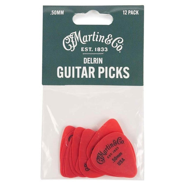 Martin & Co 18A0152 Delrin gitaar plectrums 0.50mm rood 12 pack