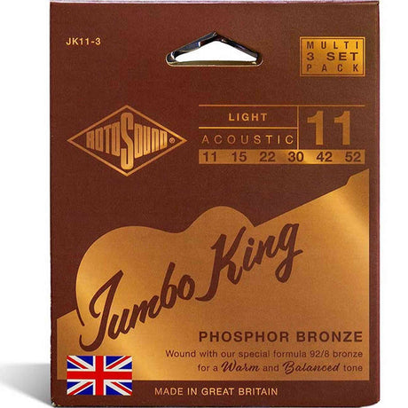 Rotosound JK11-3 Jumbo King 3-Pack Snarensets Akoestisch 011–052 – Phosphor Bronze