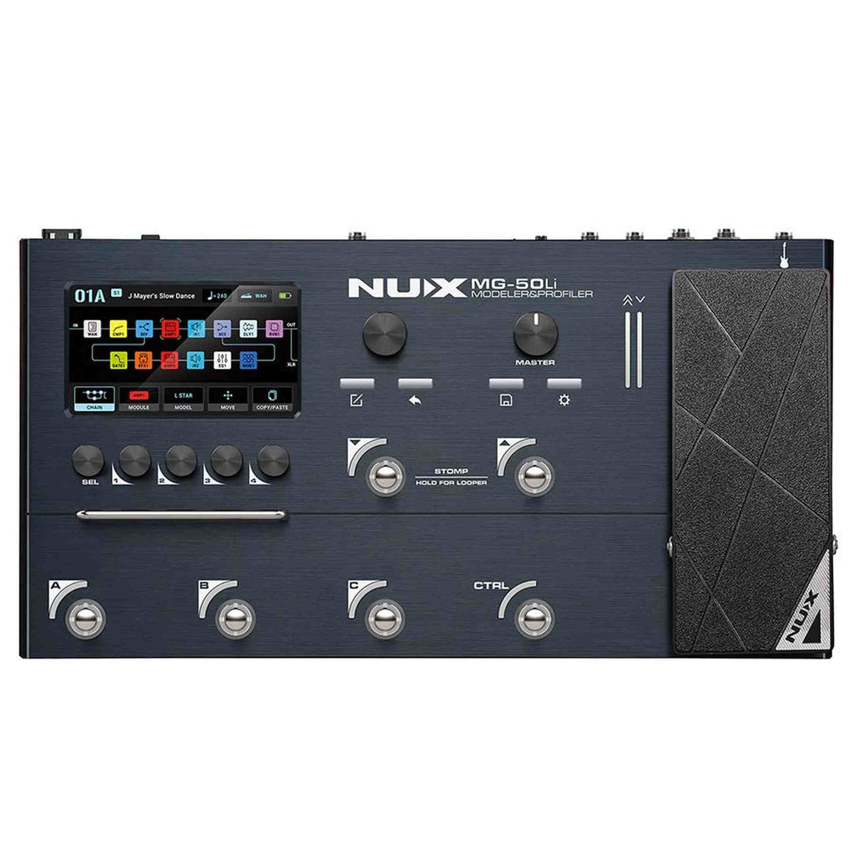 NUX MG-50Li DB Multi-Effects Processor met Amp Modeler, Profiler, Battery, USB Audio en Draagtas, Donkerblauw