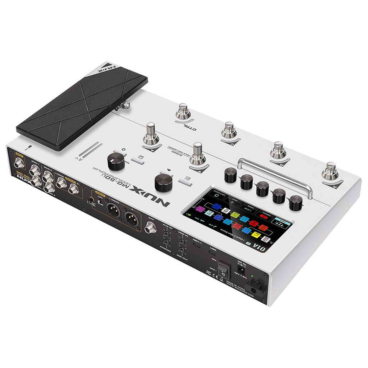 NUX MG-50Li WH Multi-Effects Processor met Amp Modeler, Profiler, Battery, USB Audio en Draagtas, Wit