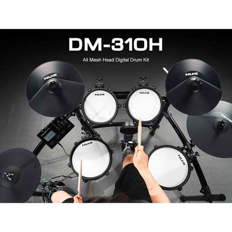 NUX DM-310H All Mesh Head Digitale Drumkit met 10" Snare, 8/8/10 Toms, 12"/14" Cymbals en Hi-Hat Stand