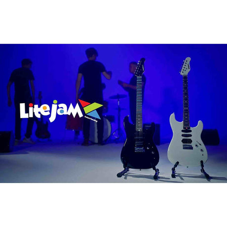 Litejam RGB24/BK elektrische gitaar – 24 frets, 144 RGB LED’s, HSH-configuratie, met gigbag, zwart