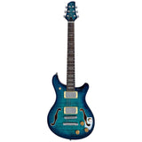 Sire Q7H/TBL Larry Carlton Hollow Elektrische Gitaar Transparent Blue met Chambered Mahonie Body en Locking Tuners