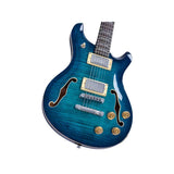 Sire Q7H/TBL Larry Carlton Hollow Elektrische Gitaar Transparent Blue met Chambered Mahonie Body en Locking Tuners