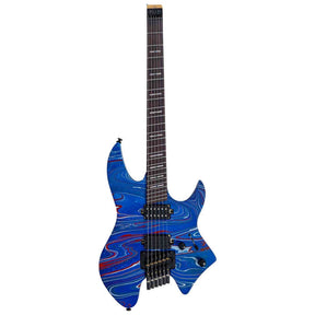 Sire X6H6/BLSW Larry Carlton Headless Elektrische Gitaar Blue Swirl met Tremolobrug en Gigbag