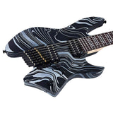 Sire X6H7/BKSW Larry Carlton 7-snarige Headless Elektrische Gitaar Black Swirl met Tremolobrug en Gigbag