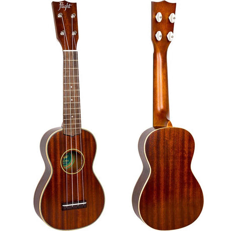 Flight MUS-2 Solid Mahogany Soprano Ukulele met Solid Mahogany Body, Gotoh Friction Tuners en Aquila Super Nylgut Snaren