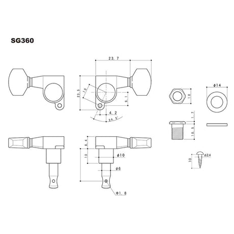 Gotoh GTH13717 SG360 stemmechanieken met Magnum Lock Trad and 07 knoppen, 3L3R, chroom