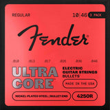 Fender 4250R UltraCore Elektrische Gitaar Snaren Nickel Plated Steel Bullet End Light 010-046 3-Pack