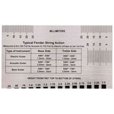 Fender 0990654050 String Action Gauge RVS Inch en mm Meetgereedschap
