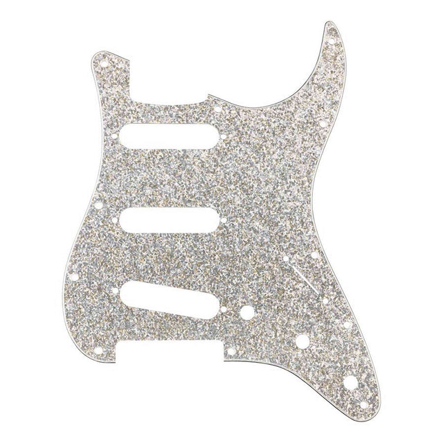 Fender 0992187002 Stratocaster Pickguard SSS Silver Sparkle Hybrid Glass/Glitter