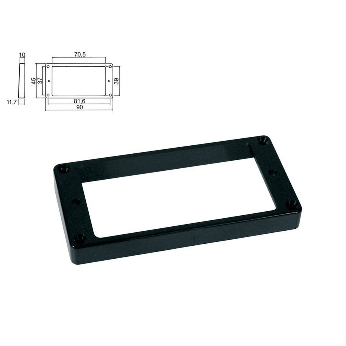 Boston HPF-02-TBK pickup ring, humbucker, flat, black, plastic, height: 10,0-11,7mm, high