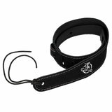 Flight S42 Zwarte Suède Ukulele Strap EU Handgemaakt met Headstock Tie
