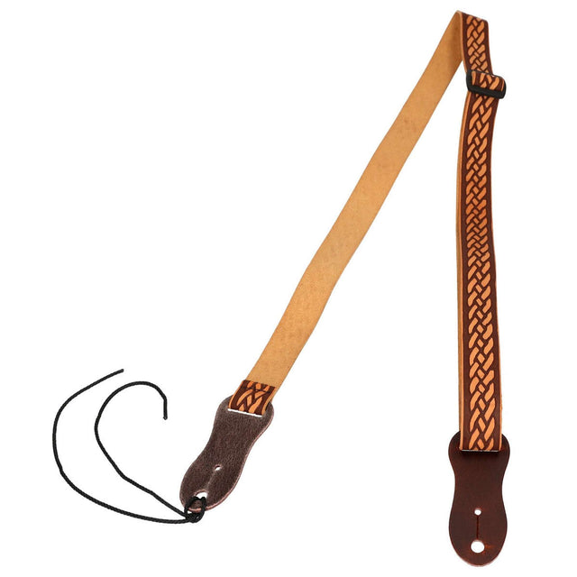 Flight S46 Tan Ukulele Strap Vegan Nubuck met Gevlochten Patroon en Headstock Tie