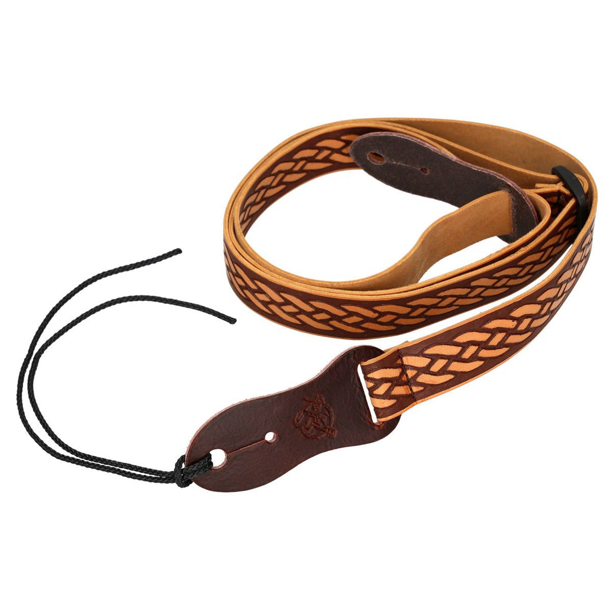Flight S46 Tan Ukulele Strap Vegan Nubuck met Gevlochten Patroon en Headstock Tie