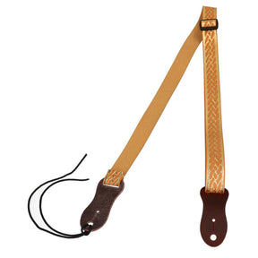 Flight S46 Gold Ukulele Strap Vegan Nubuck met Gevlochten Patroon en Headstock Tie