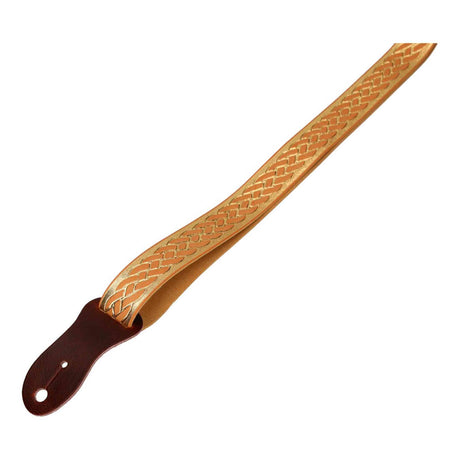 Flight S46 Gold Ukulele Strap Vegan Nubuck met Gevlochten Patroon en Headstock Tie