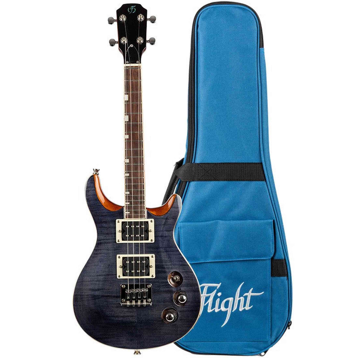Flight Vanguard Transparent Black – Elektrische Solidbody Tenor Ukulele met 2 Humbuckers
