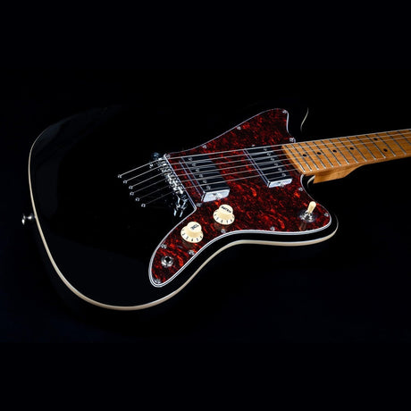 JET JJ-350 BK Offset Elektrische Gitaar HH Hardtail Roasted Maple Zwart