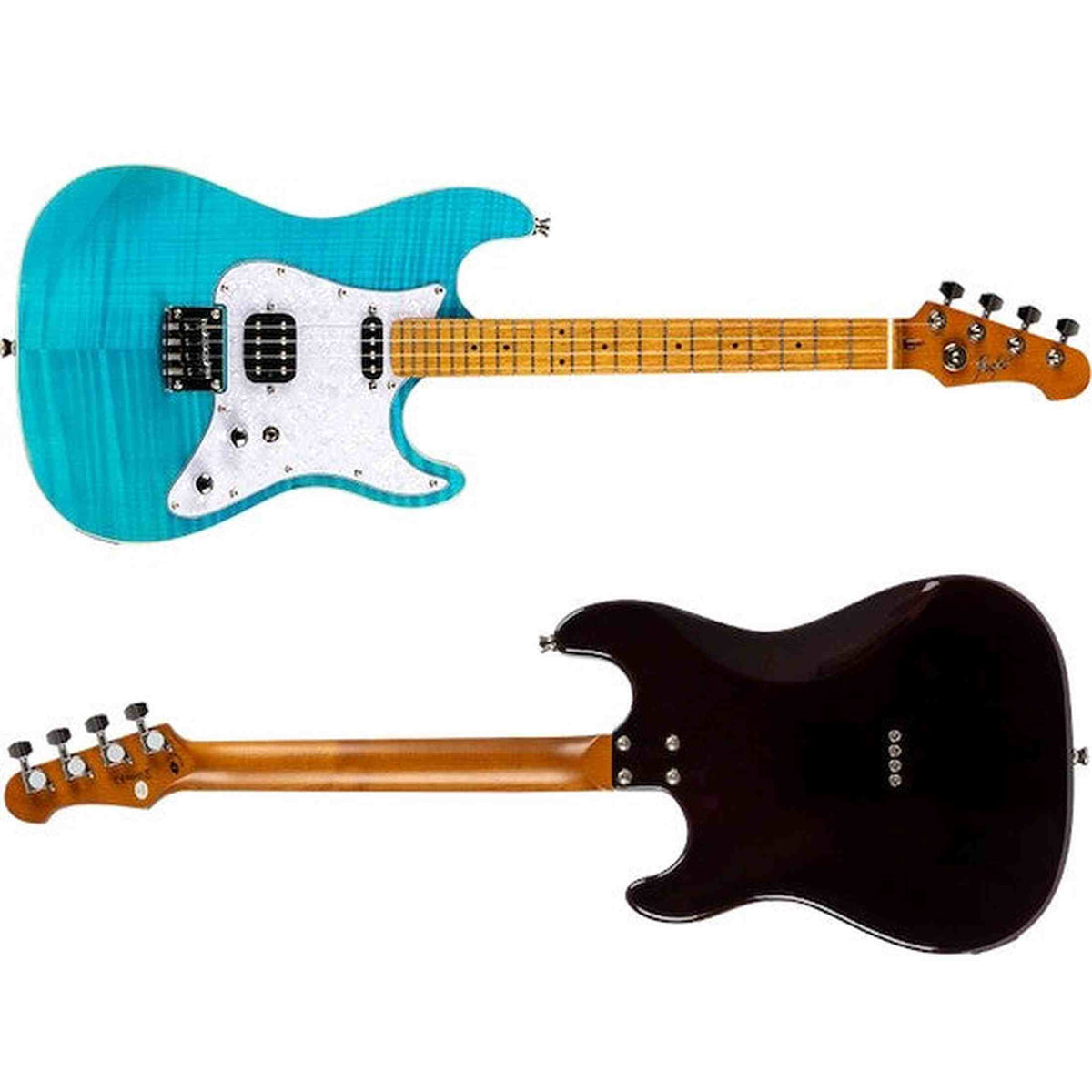 Flight Pathfinder OBL Baritone Solid Body Elektrische Ukulele met Flame Maple Top, Humbucker en Single Coil Pickups
