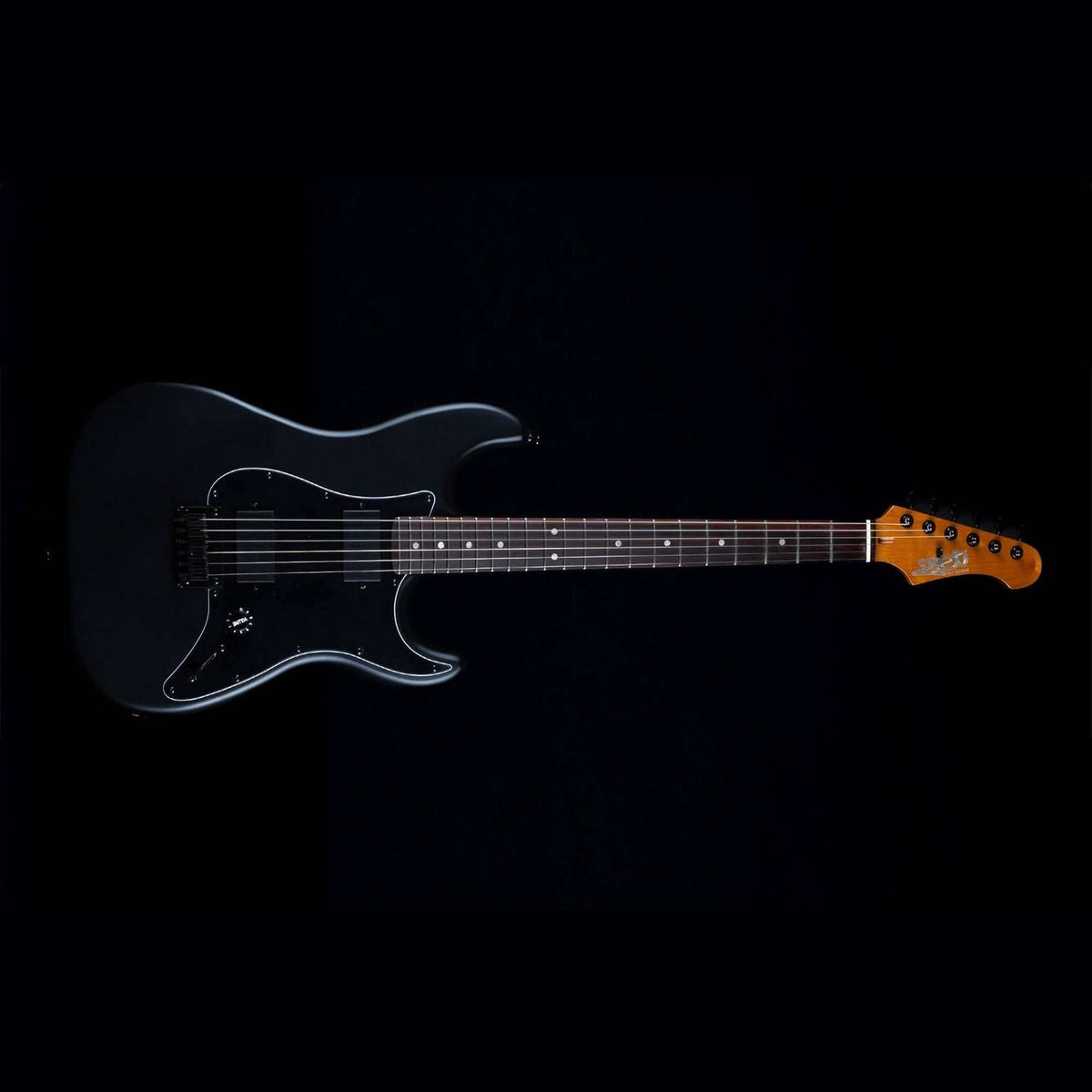 JET JS-400 MBK R S-style Elektrische Gitaar HH Tremolo Rosewood Toets Mat Zwart