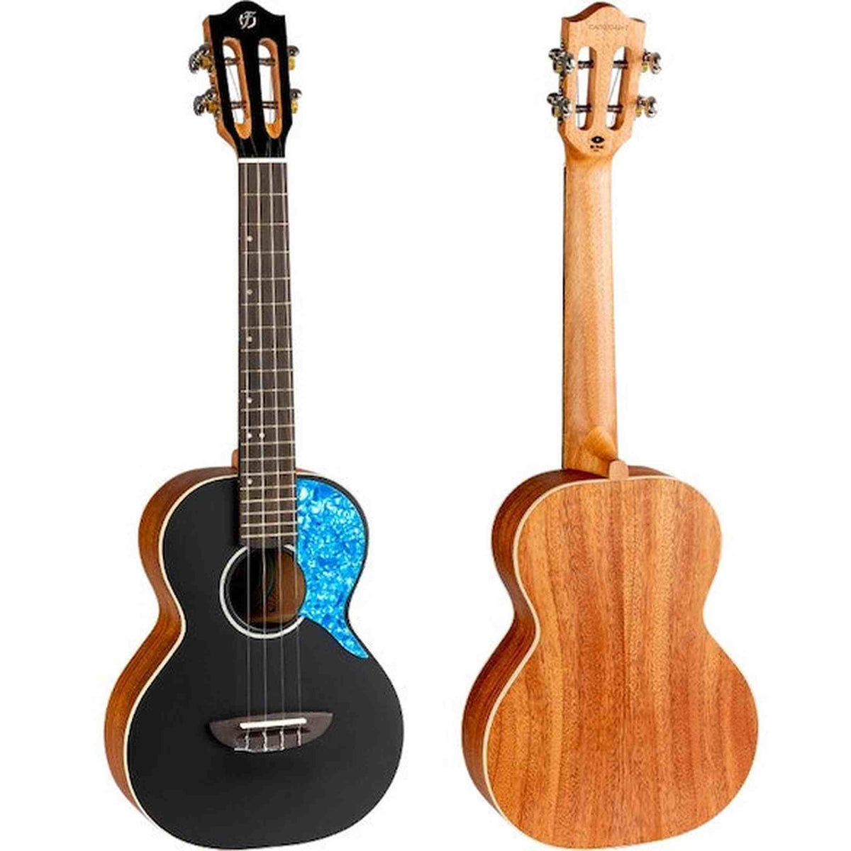 Flight Iris Tenor BK Ukulele met Solid Spruce Top, Mahogany Body en Zwarte Afwerking
