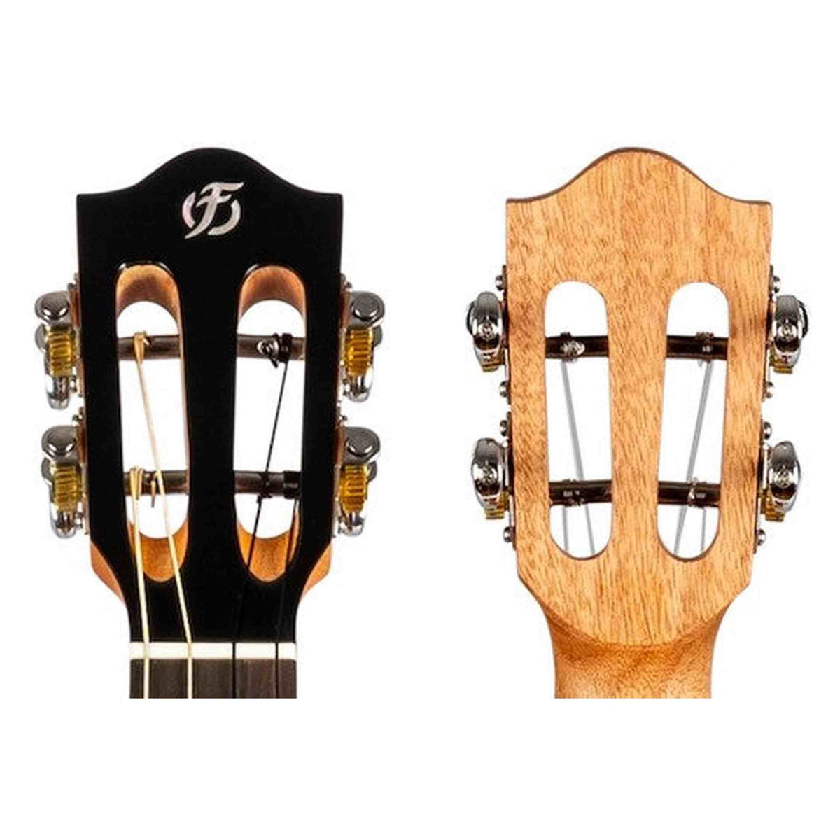 Flight Iris Baritone BK Ukulele met Solid Spruce Top, Mahogany Body en Zwarte Afwerking
