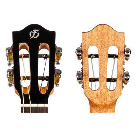 Flight Iris Baritone BK Ukulele met Solid Spruce Top, Mahogany Body en Zwarte Afwerking