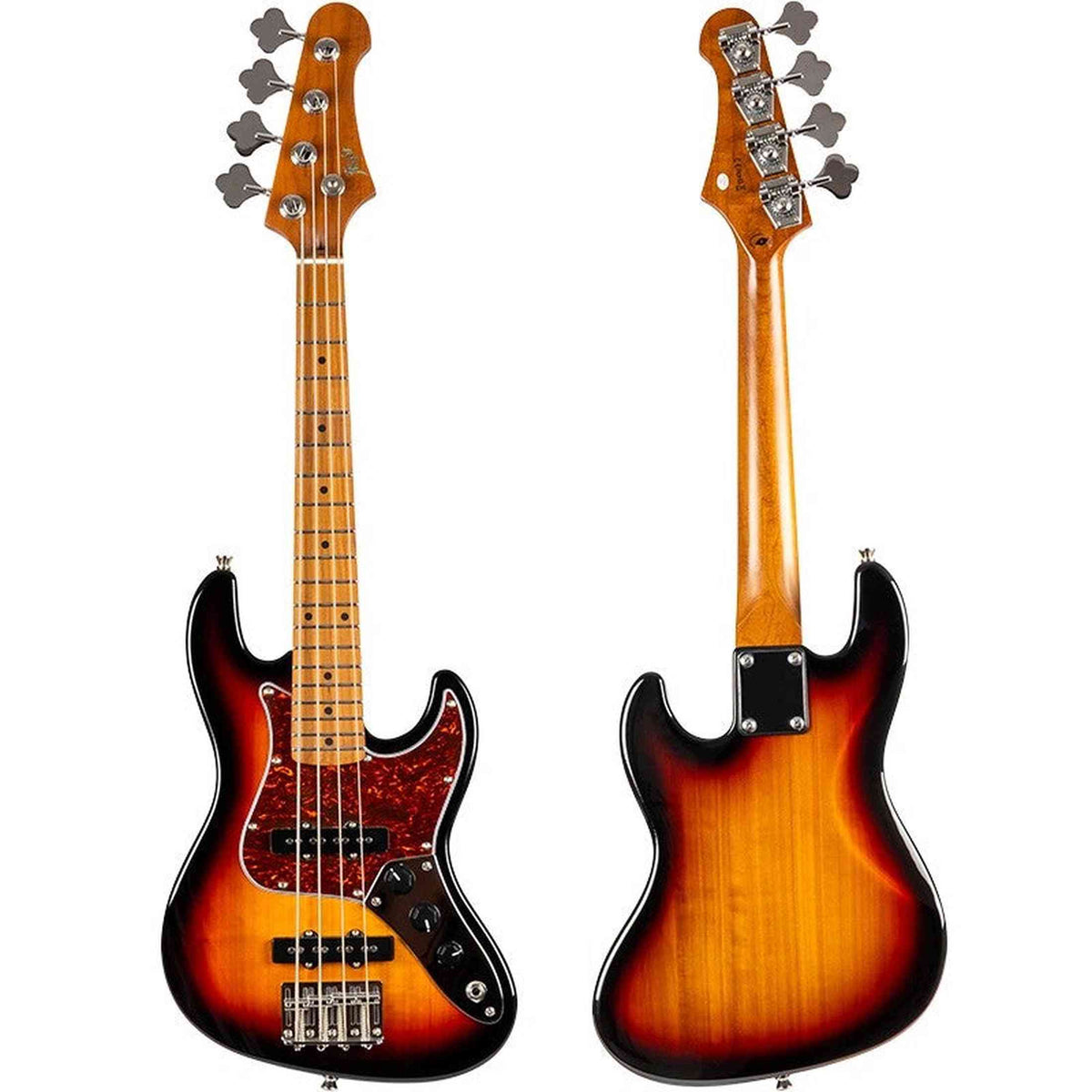 Flight Mini JB Bass SB Elektrische Mini Bas Ukulele Sunburst met Alnico 5 Pickups en Roasted Maple Hals