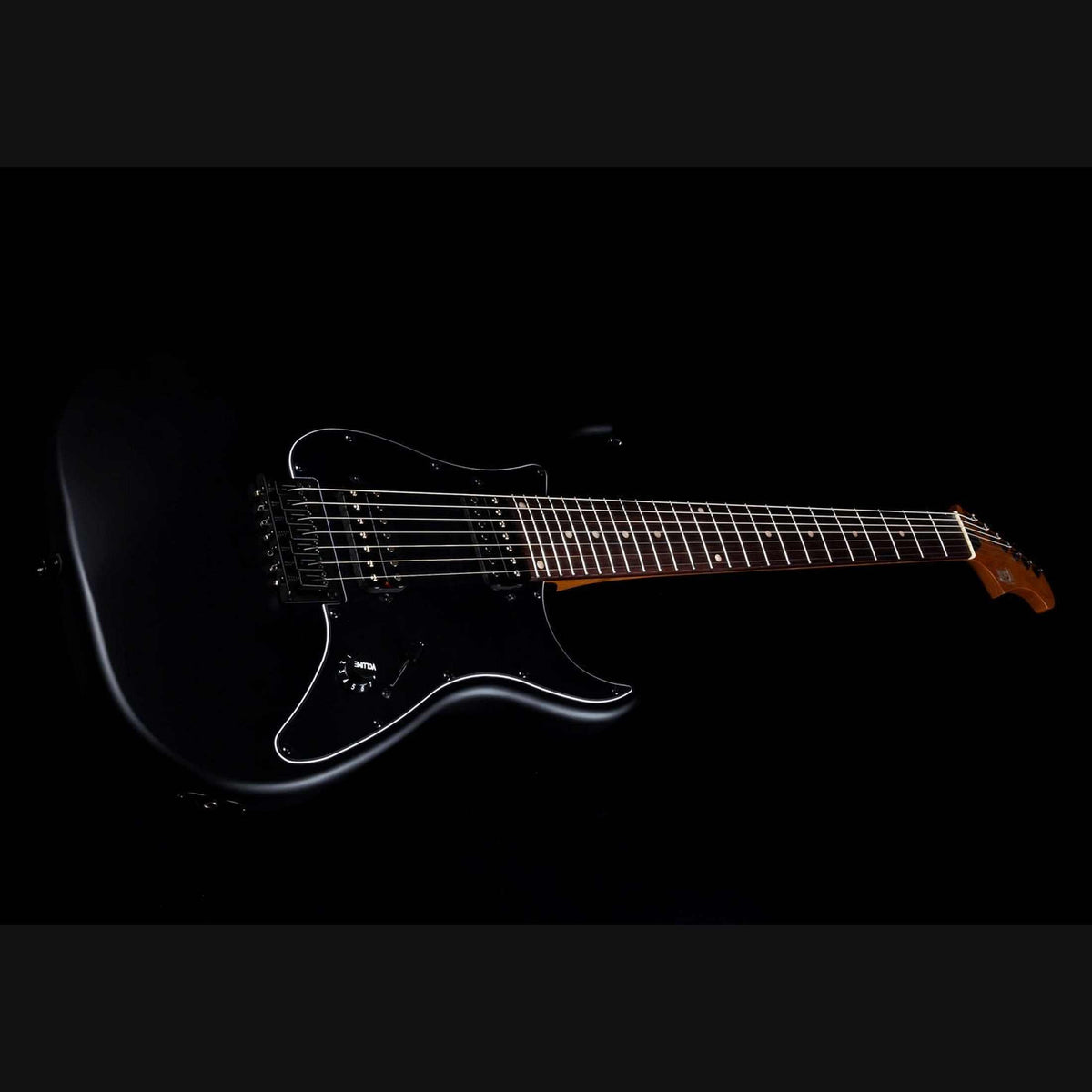 JET JS-407 MBK R 7-snarige S-style Elektrische Gitaar HH Vaste Brug Rosewood Toets Mat Zwart