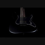 JET JS-407 MBK R 7-snarige S-style Elektrische Gitaar HH Vaste Brug Rosewood Toets Mat Zwart