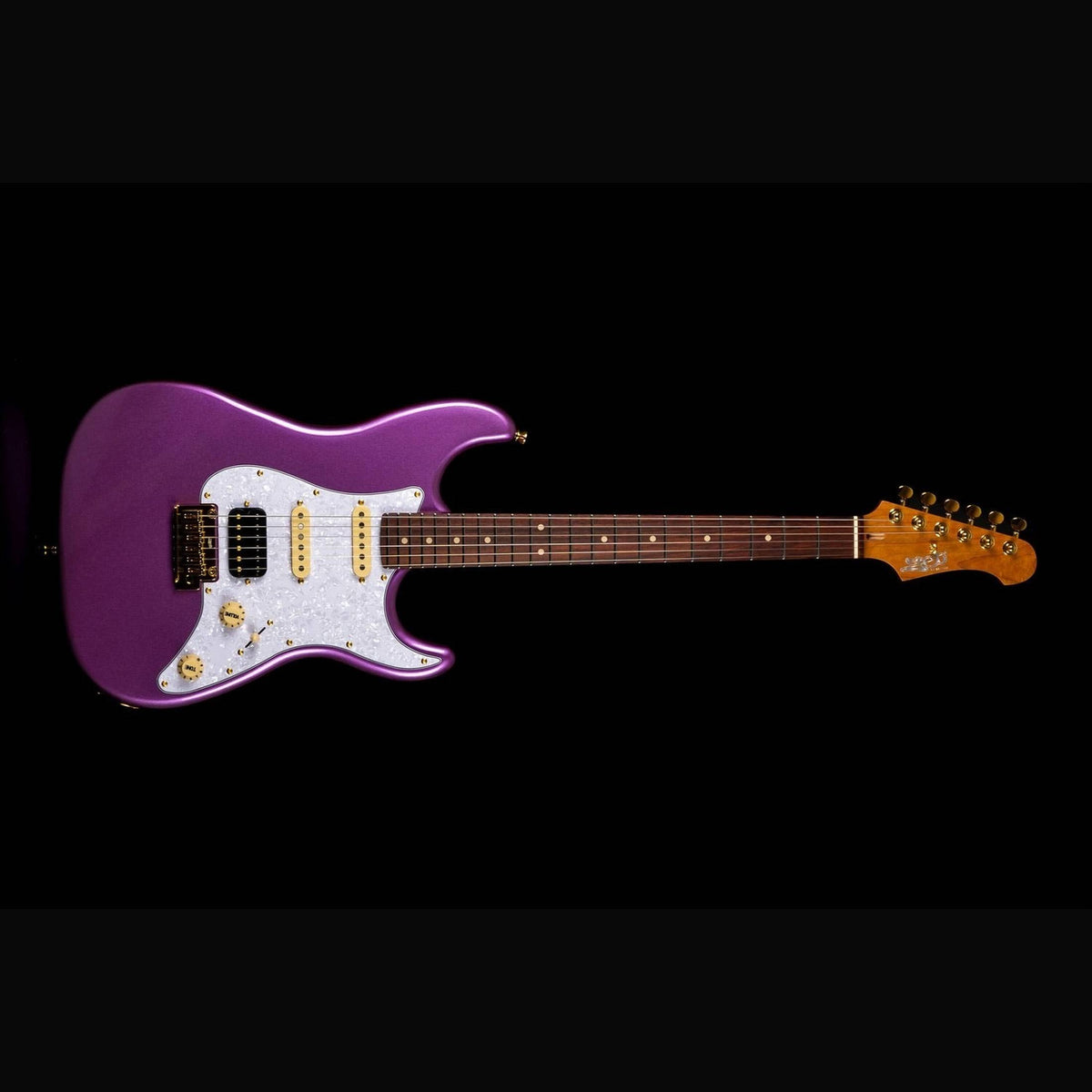 JET JS-480 VI G S-style Elektrische Gitaar HSS Alnico V Tremolo Rosewood Toets Violet met Gouden Hardware