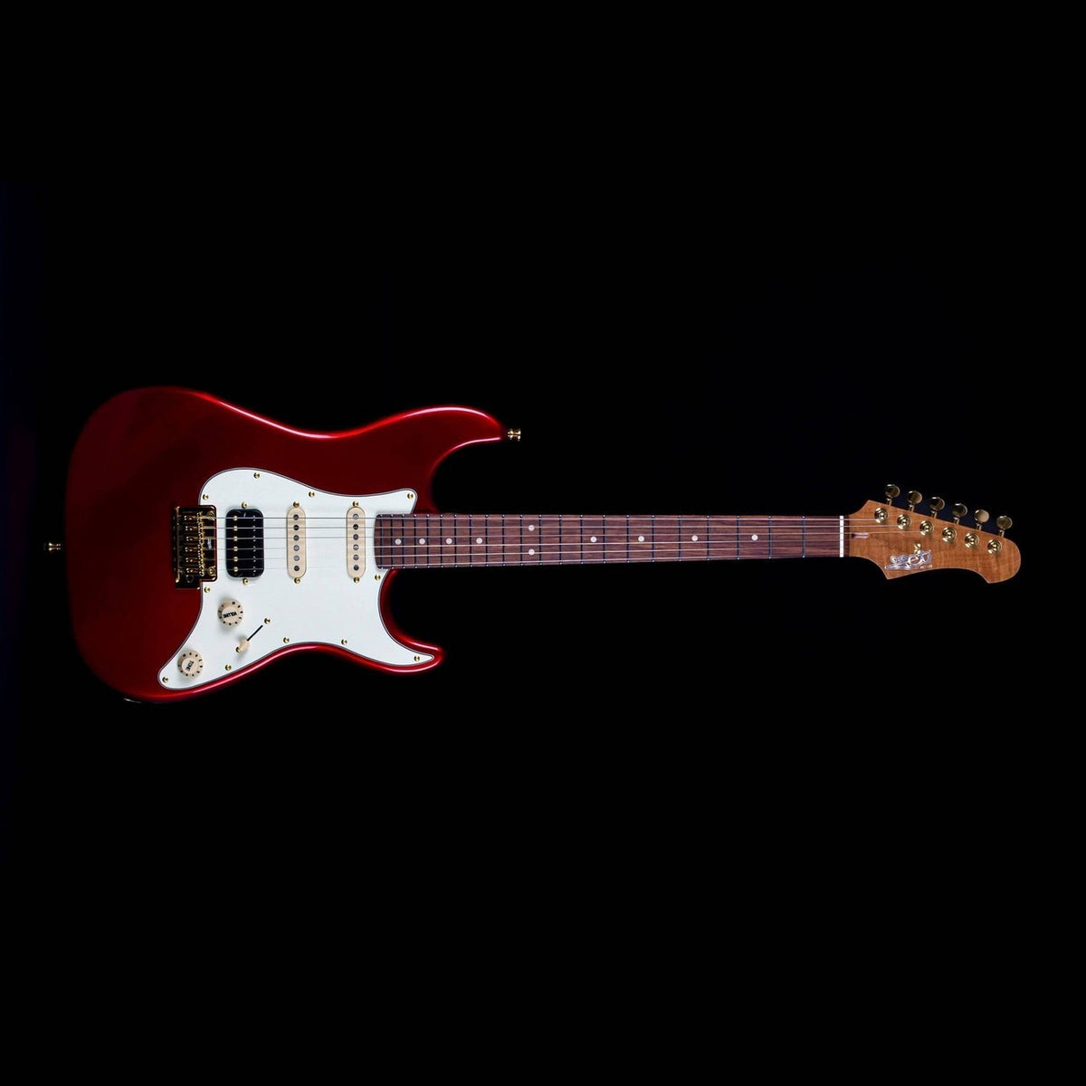 JET JS-480 WR G S-style Elektrische Gitaar HSS Alnico V Tremolo Rosewood Toets Wijnrood met Gouden Hardware