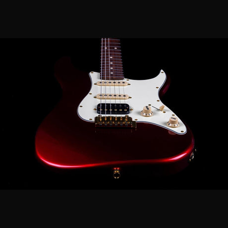 JET JS-480 WR G S-style Elektrische Gitaar HSS Alnico V Tremolo Rosewood Toets Wijnrood met Gouden Hardware
