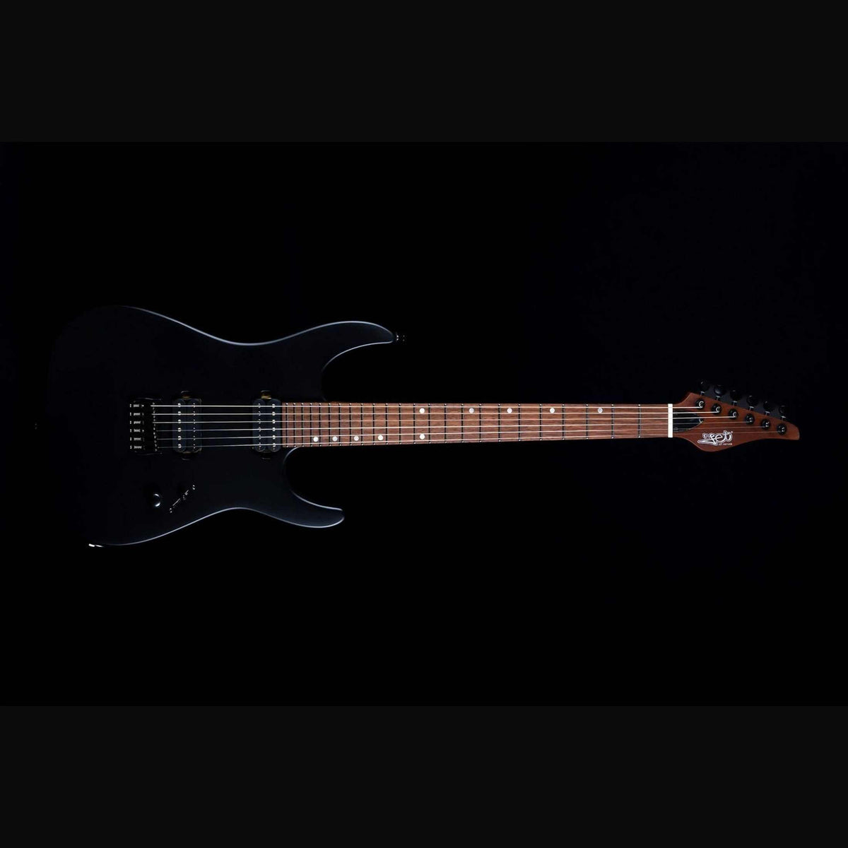 JET JS-501 BK Stygian S-style Elektrische Gitaar HH Vaste Brug Rosewood Toets Satijn Zwart