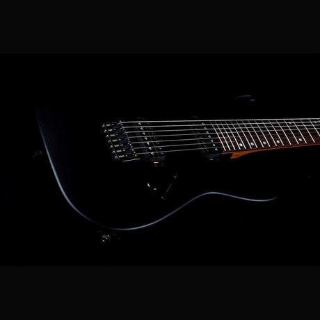 JET JS-507 BK Stygian 7-snarige S-style Elektrische Gitaar HH Vaste Brug Rosewood Toets Satijn Zwart