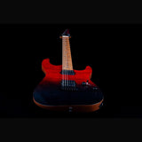 JET JS-1000 Vulcano S-style Elektrische Gitaar HH Flame Maple Top Roasted Maple Transparant Rood