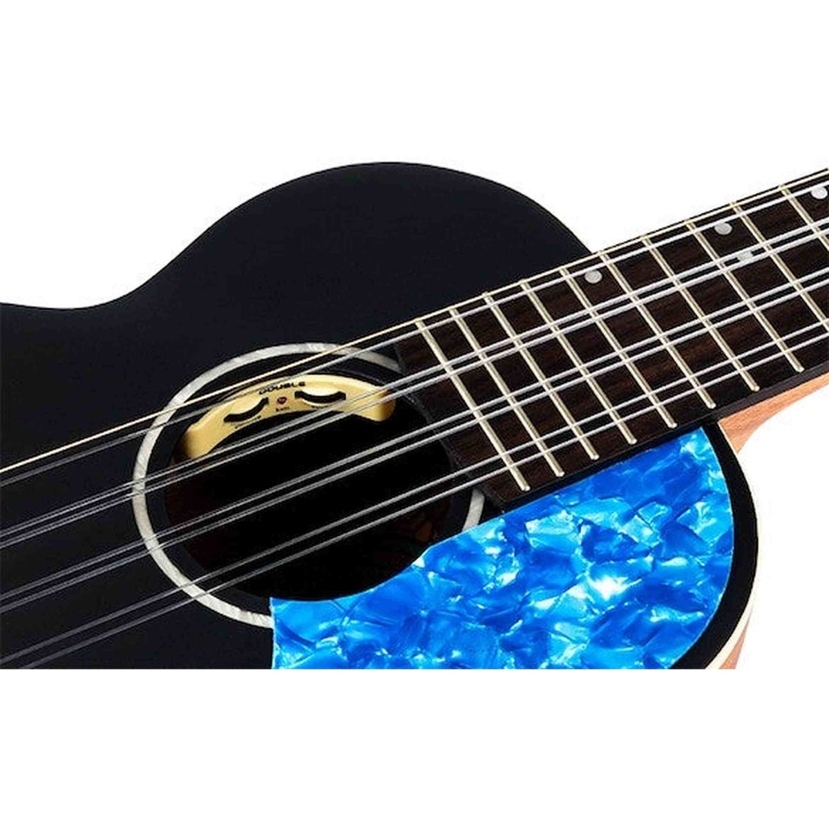 Flight Iris 8 Tenor EQ-A BK Elektrisch-Akoestische 8-String Tenor Ukulele met Solid Spruce Top en Mahogany Body
