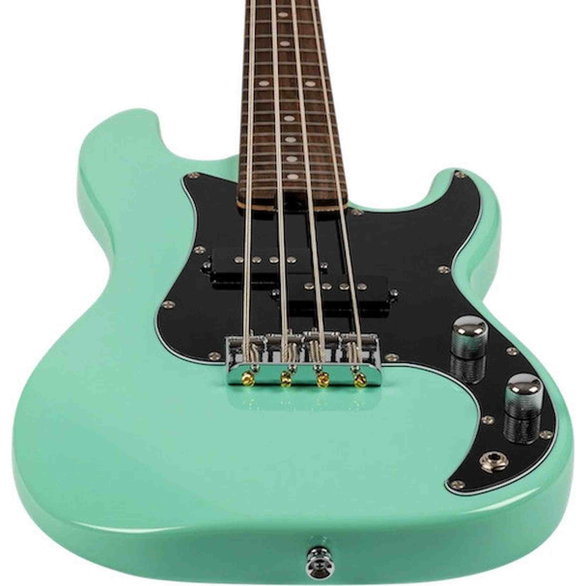 Flight Mini Bass Lite SFG Elektrische Mini Bas Ukulele Seafoam Green met Poplar Body en Alnico 5 Pickup