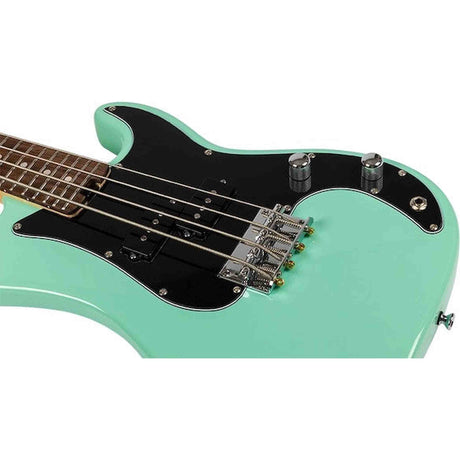 Flight Mini Bass Lite SFG Elektrische Mini Bas Ukulele Seafoam Green met Poplar Body en Alnico 5 Pickup