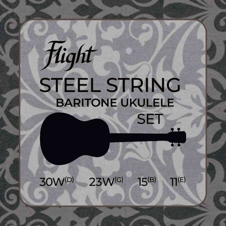 Flight FBSS-200 Stalen Snaren voor Baritone Ukulele DGBE met Phosphor Bronze Winding en Gold Plated Ball Ends