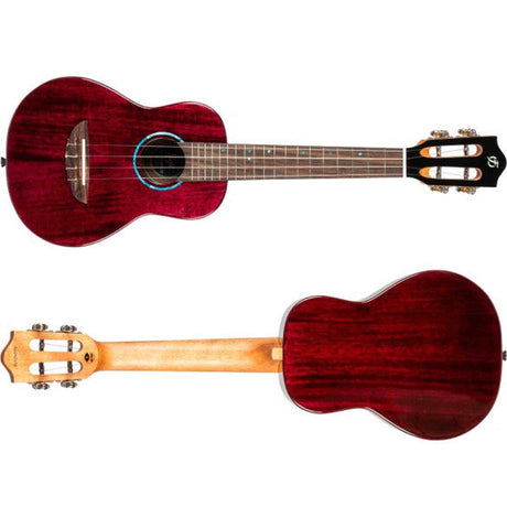 Flight Iris Tinta Concert TPP Ukulele met All Solid Mahogany Body, Rosewood Toets en Fluorocarbon Snaren, Transparent Purple
