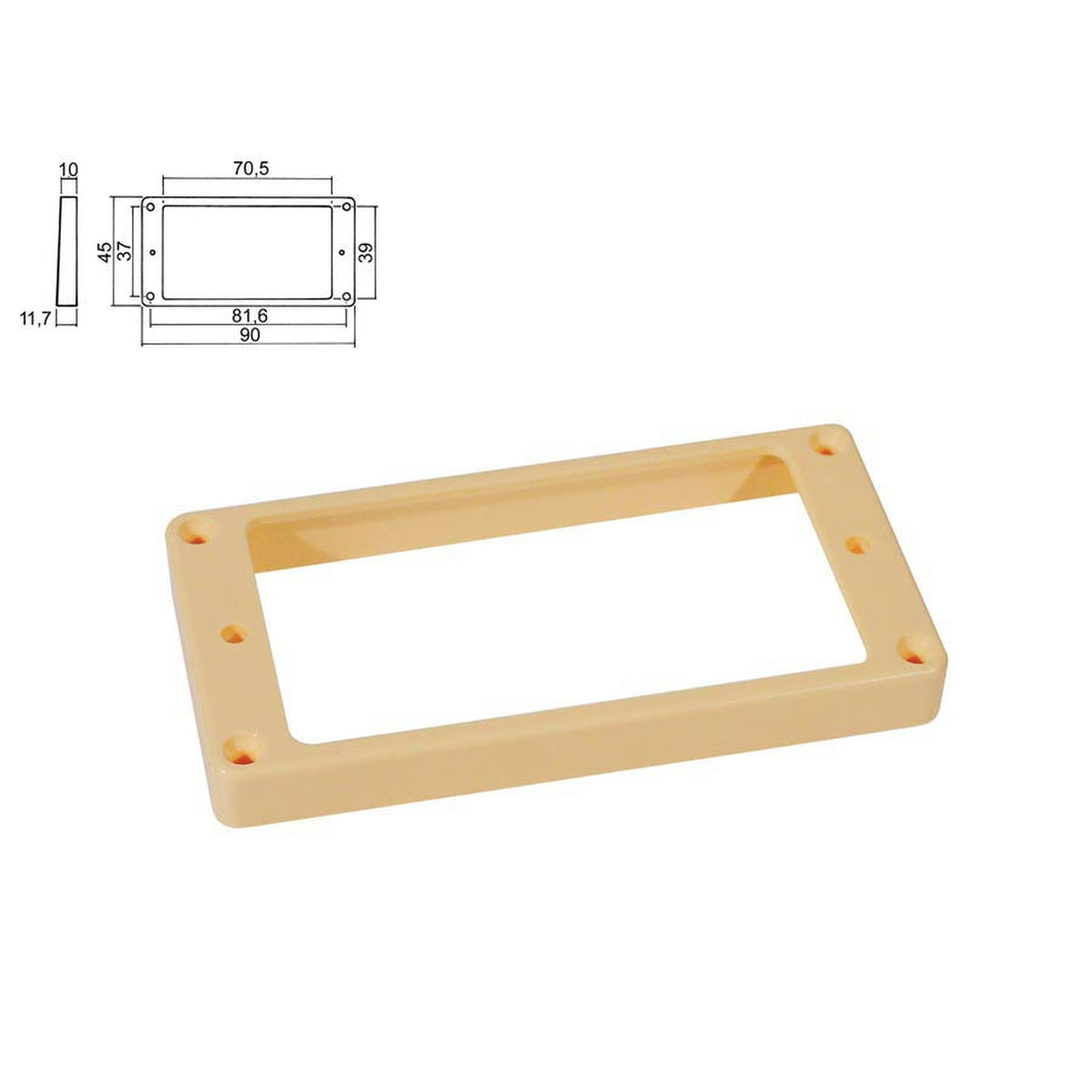 Boston HPF-02-TCR pickup ring, humbucker, flat, ivory, plastic, height: 10,0-11,7mm, high