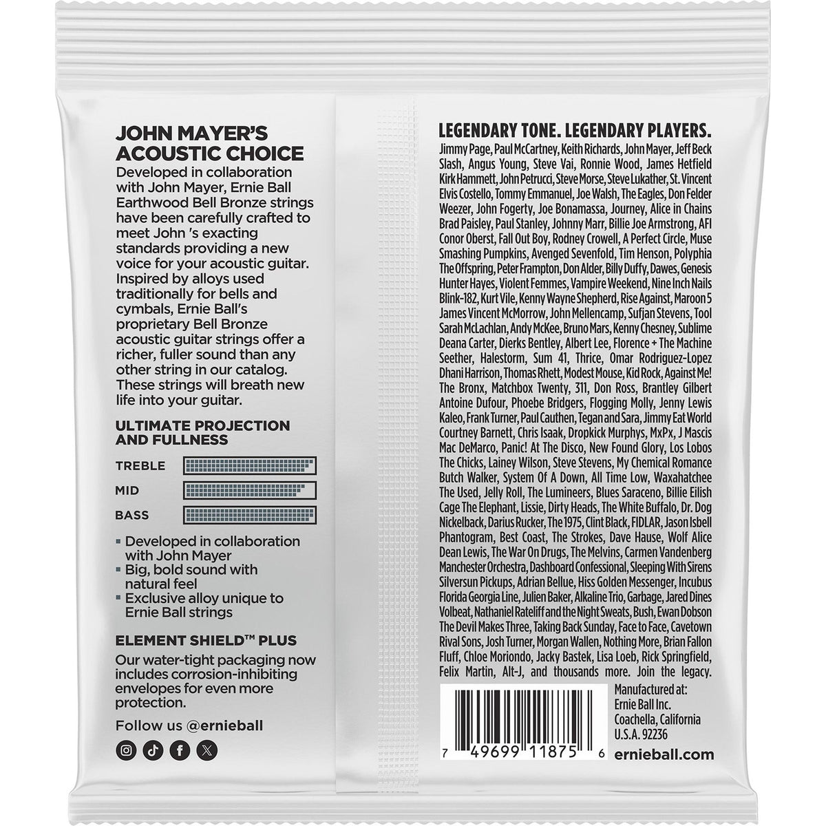 Ernie Ball 2344 Earthwood Bell Bronze Akoestische Gitaarsnaren Medium 13–56