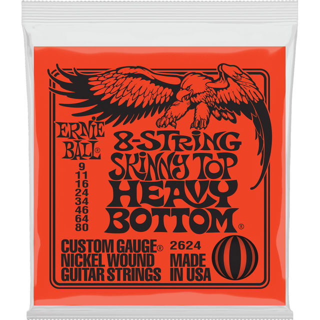 Ernie Ball 2624 Skinny Top Heavy Bottom elektrische gitaarsnaren 8-snarig 009-080