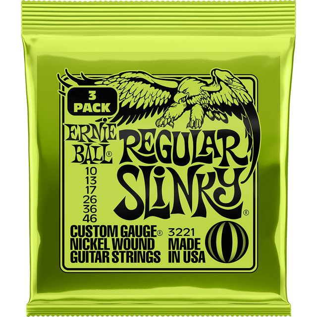 Ernie Ball 3221 Regular Slinky elektrische gitaarsnaren 3-pack 010-046