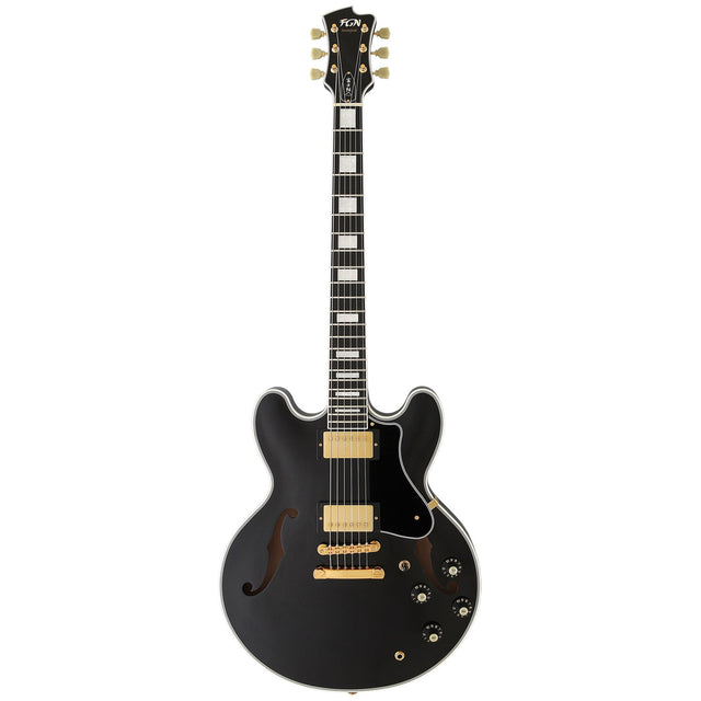 FGN Masterfield Semi Custom HH elektrische gitaar Zwart, Alnico 3 humbuckers, met koffer