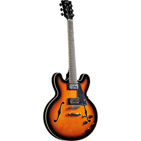Eko Fusion Sunburst Hollowbody Elektrische Gitaar 335, 2 Humbuckers, 22 Frets, Sunburst