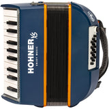 HOHNER A2901 XS Accordeon – 21 toetsen en 15 basssen, Blauw-Oranje, met gigbag en draagband voor kinderen
